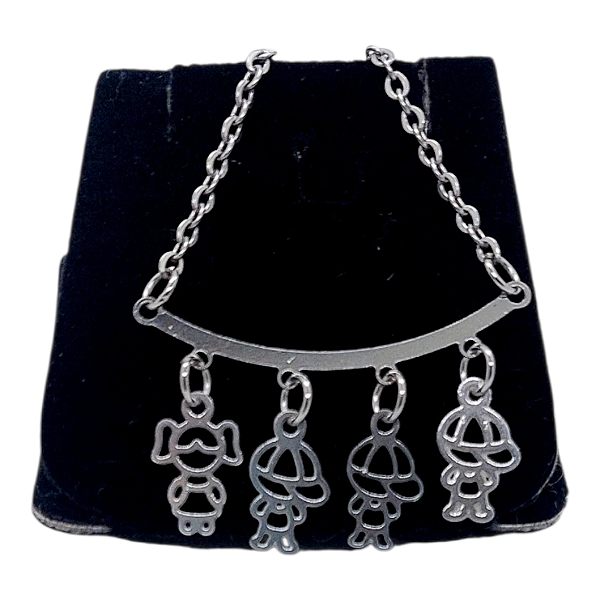 Colar CHOKER AÇO INOX Mãe 3 MENINOS 1 Menina 4 FILHOS PRATA