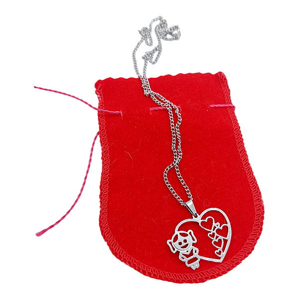 Colar CHOKER AÇO INOX Mamãe Mãe CORAÇÃO MENINA FILHA