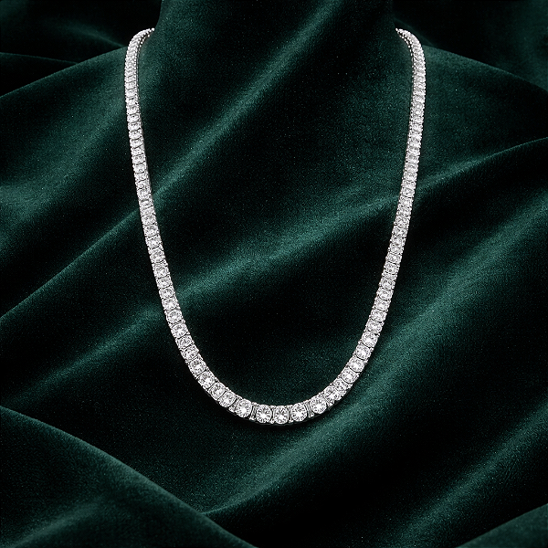 Colar LUXO AÇO INOX Riviera Zircônia 60 CM BRILHO PRATA