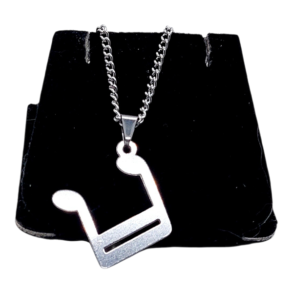 Colar CHOKER FEMININO AÇO INOX PINGENTE NOTA MUSICAL PRATA