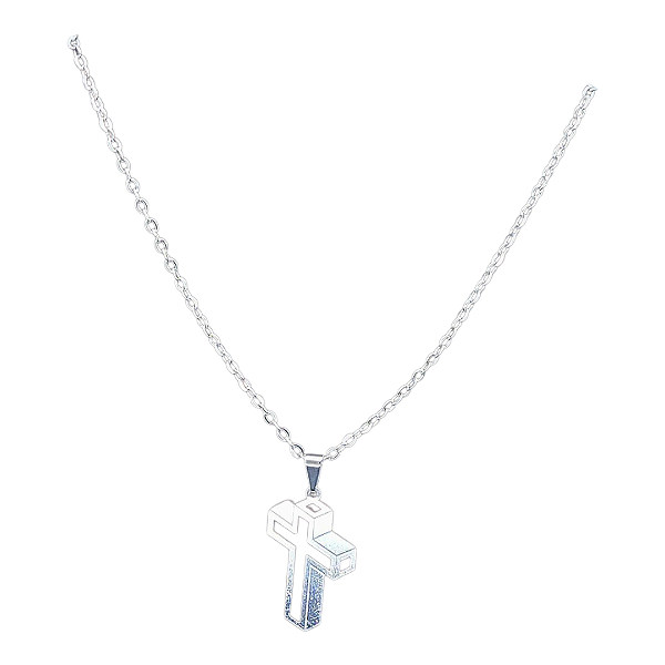 Colar CHOKER FEMININO AÇO INOX PINGENTE CRUZ 3D CRUCIFIxO