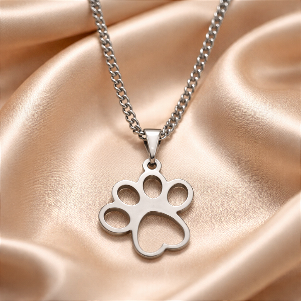 Colar CHOKER FEMININO AÇO INOX PINGENTE PATINHA PATA CACHORR