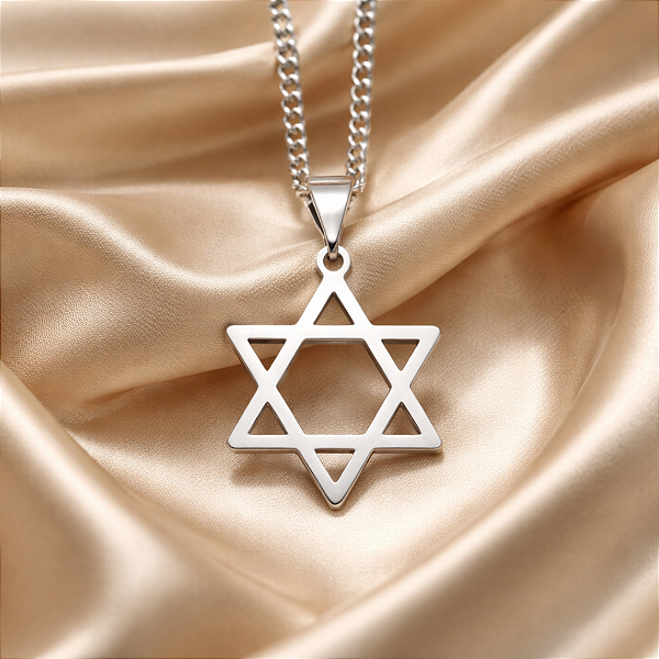 Colar CHOKER FEMININO AÇO INOX PINGENTE ESTRELA DE DAVI