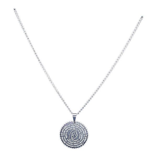 Colar CHOKER FEMININO AÇO INOX PINGENTE ORAÇÃO AVE MARIA