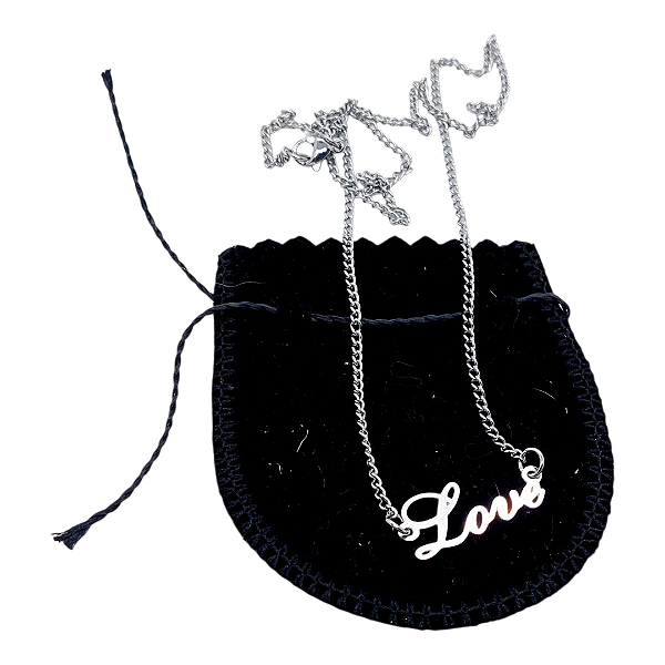 Colar GARGANTILHA CHOKER FEMININO AÇO INOX PINGENTE LOVE