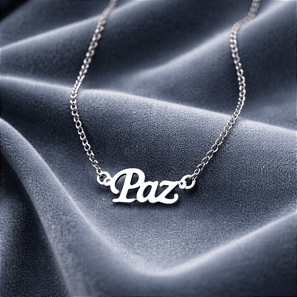 Colar CHOKER GARGANTILHA FEMININO AÇO INOX PINGENTE PAZ