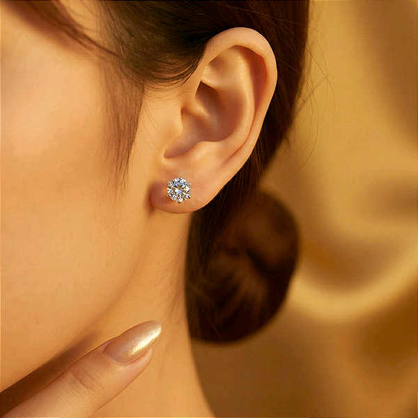 PAR BRINCO Ponto Luz aço Cirurgico inox Pedra Zircônia 7MM