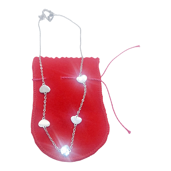 Colar choker Aço Inox 5 CORAÇÃO LISO Delicado Pingentes
