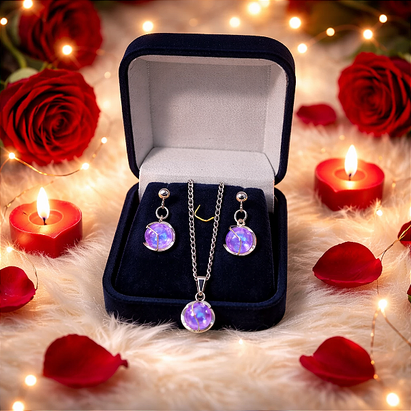 Kit Colar Brinco Pérola Aço Inox Caixa Presente Luxo mãe