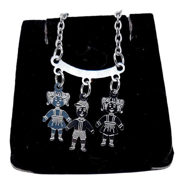 Colar CHOKER AÇO INOX Mamãe 3 FilhOS 2 Menina 1 MENINO Canga