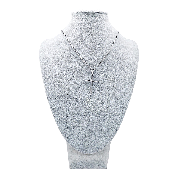 Corrente TIJOLINHO CRUCIFIXO CRUZ Aço Inox pingente prata