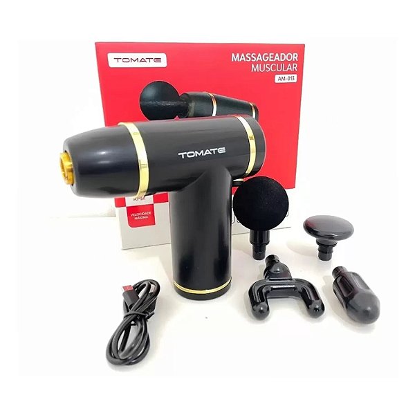 MASSAGEADOR MUSCULAR COM 8 NIVEIS 3300RPM TOMATE AM-013