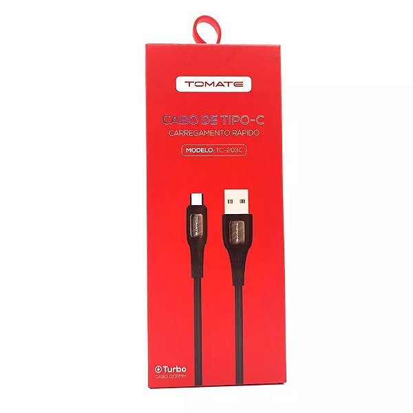 CABO DE DADOS USB TYPE-C TURBO 1.2M 5V 2.4A TOMATE TC-203C