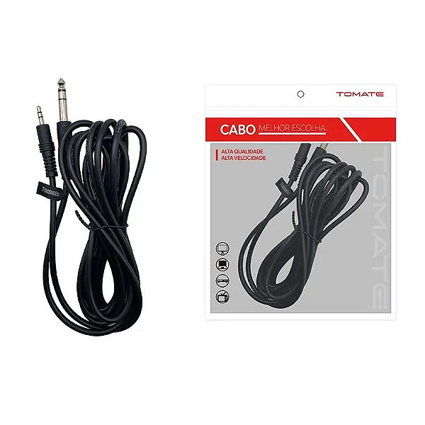 CABO DE MICROFONE P2 ESTEREO P10 MONO 5M TOMATE MCB-013
