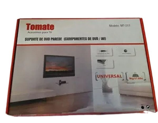 SUPORTE DE PAREDE PARA DVD COM VIDRO TEMPERADO 5MM TOMATE MT-211