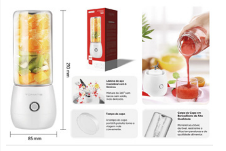 MINI LIQUIDIFICADOR PORTATIL 400ML TOMATE MAZ-008