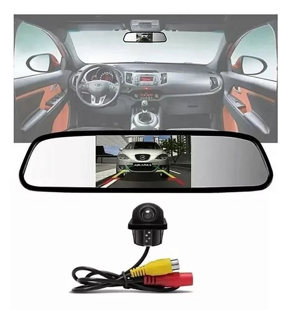 RETROVISOR E MONITOR PARA CAMERA DE RE TOMATE MTM-043