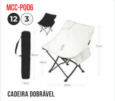 CADEIRA DOBRAVEL PORTATIL ATE 100KG TOMATE MCC-P006