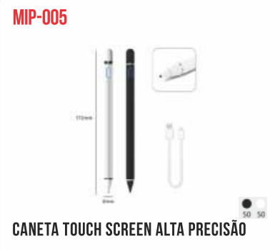 CANETA CAPACITIVA RECARREGAVEL PONTA PRESSIONAL TOMATE MIP-005