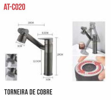 TORNEIRA PARA BANHEIRO COM REGULAGEM DE ALTURA TOMATE AT-C020