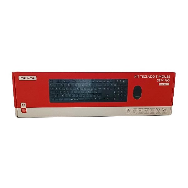 KIT TECLADO E MOUSE SEM FIO 2.4GHZ TOMATE MKT-W111