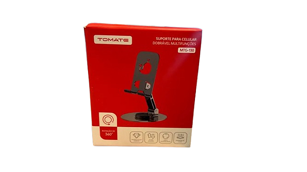 SUPORTE PARA CELULAR DE MESA ROTACAO 360 GRAUS TOMATE MTG-130