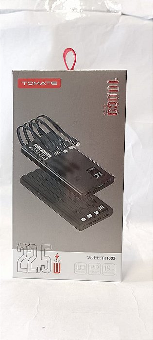 CARREGADOR PORTATIL POWER BANK TURBO 22.5W 10.000MAH  TOMATE TK-1002
