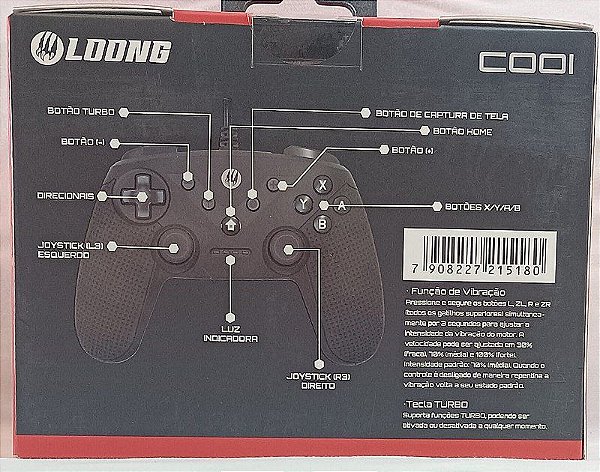 CONTROLE PARA PC PS3 ANDROID E NINTENDO SWITCH COM FIO LOONG C001