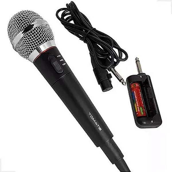 MICROFONE PROFISSIONAL 2EM1 COM E SEM FIO TOMATE MT-1202