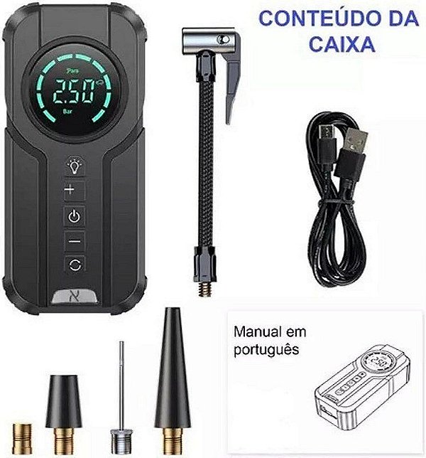 BOMBA DE AR INTELIGENTE PORTATIL 12V 6A MXB-001