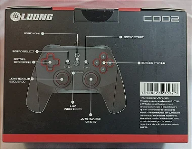 CONTROLE PARA PC PS3 ANDROID E NINTENDO SWITCH COM FIO LOONG C002