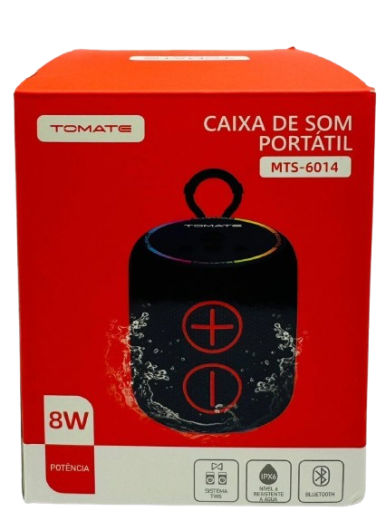 CAIXA DE SOM PORTATIL BLUETOOTH 8W TOMATE MTS-6014