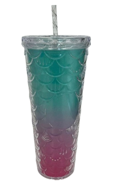 COPO DE PLASTICO ESCAMA DE PEIXE C/ LED 750ML TOMATE AK-7511