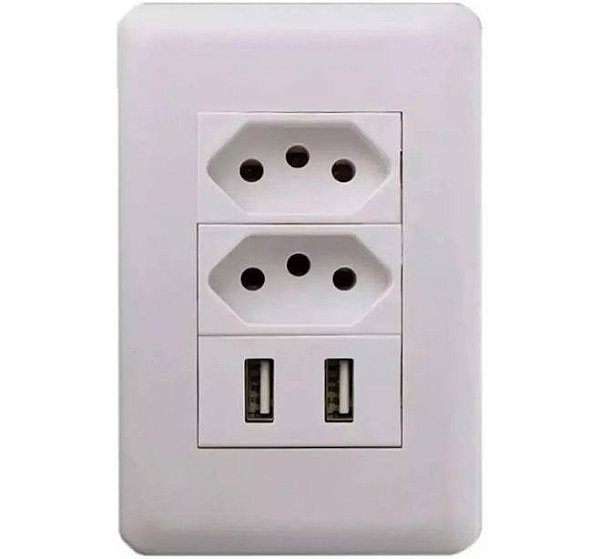 TOMADA DE PAREDE TRIPOLAR USB 2.0 110/250V ONEX EX-5612T