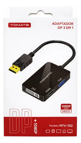 ADAPTADOR DISPLAY PORT 3 EM 1 DVI HDMI VGA TOAMTE MTV-702
