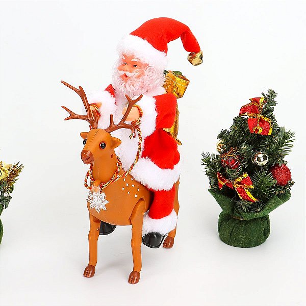 PAPAI NOEL COM RENA PARA DECORACAO DE NATAL TOMATE MSD-032
