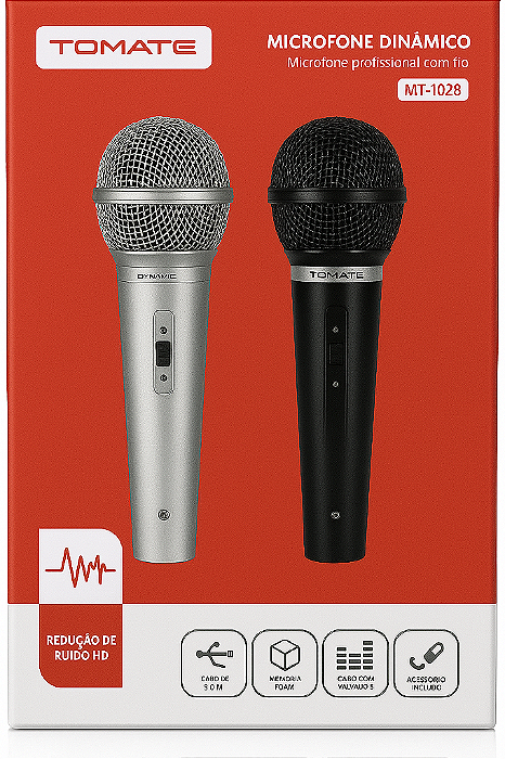 KIT DE MICROFONES COM FIO 2.5M TOMATE MT-1028