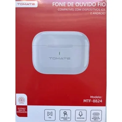 FONE DE OUVIDO SEM FIO BLUETOOTH TWS 5.4 WIRELESS TOMATE MTF-8824