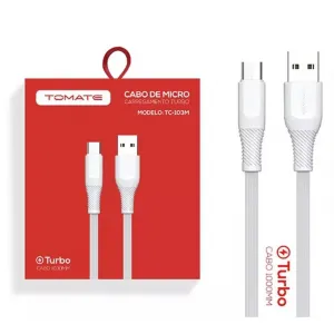 CABO DE DADOS USB PARA V8 TURBO 1M 5V 2.1A TOMATE TC-103M