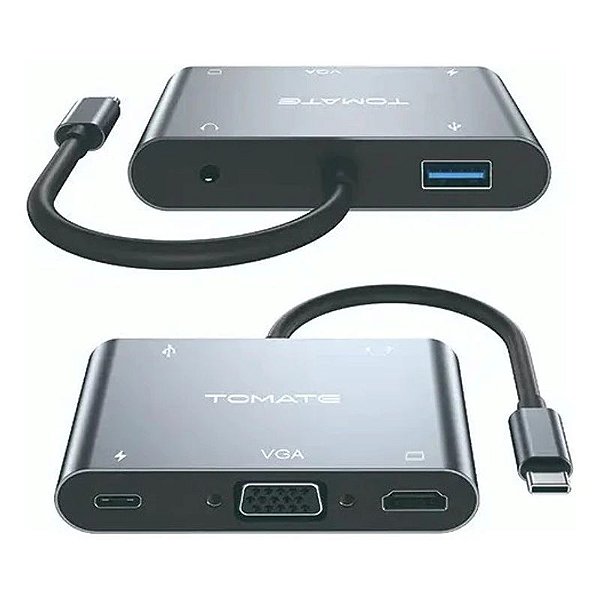 ADAPTADOR TYPE-C PARA HDMI VGA P2 E USB TOMATE MTV-617