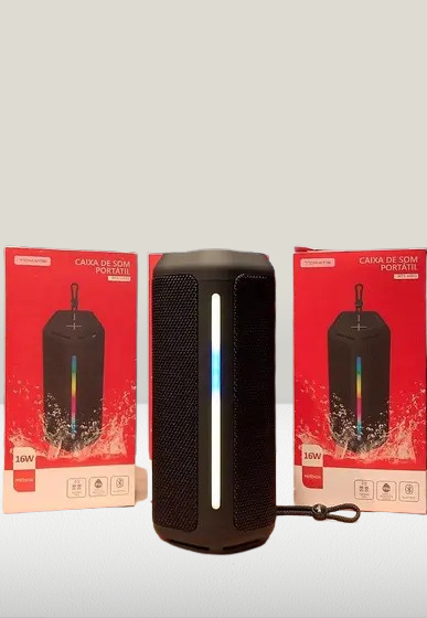 CAIXA DE SOM BLUETOOTH RGB RESISTENTE A AGUA 16W TOMATE MTS-6002