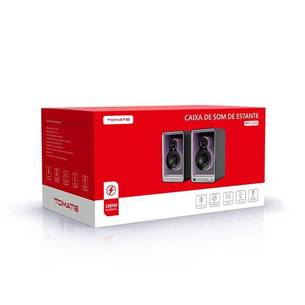 CAIXA DE SOM DE ESTANTE BLUETOOTH COM LED 100W TOMATE MTS-2039