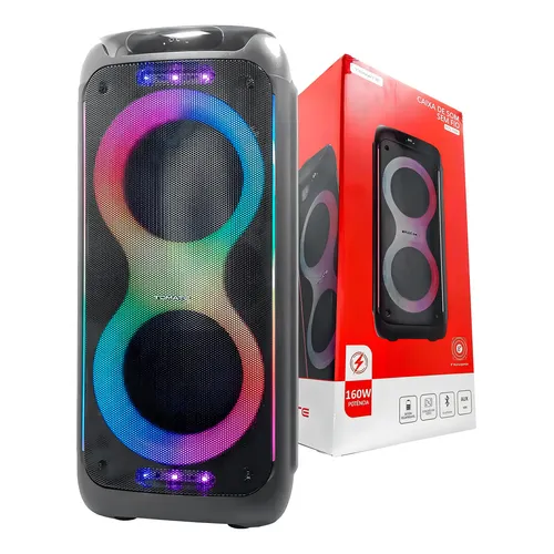 CAIXA DE SOM BLUETOOTH RGB 160W TOMATE MTS-1006