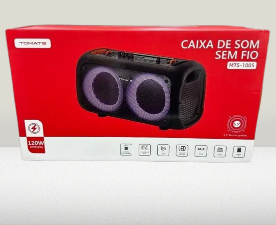 CAIXA DE SOM BLUETOOTH RGB 120W TOMATE MTS-1005