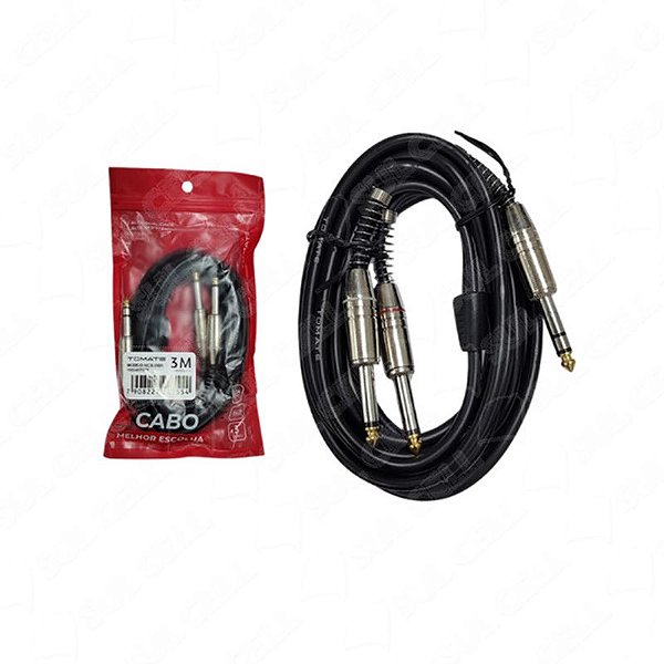 CABO DE AUDIO CONECTOR 6,35MM PARA 2X 6,35MM 3M TOMATE MCB-048A