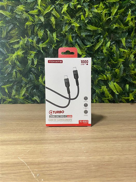 CABO DE DADOS TURBO TYPE-C PARA TYPE-C 6.0A TOMATE TC-512CC
