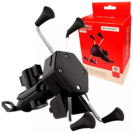 SUPORTE DE CELULAR PARA MOTOCICLETA COM CARREGADOR 5V 2A TOMATE MTG-051