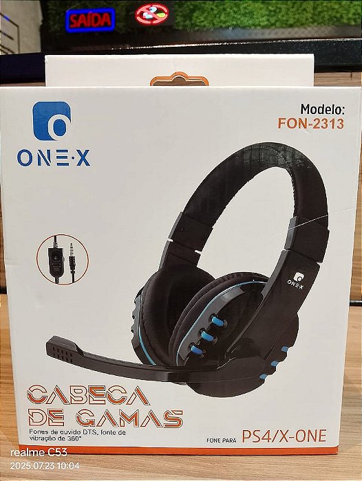 HEADSET COM MICROFONE P2 PARA PS4 XBOX  1.5M ONEX FON-2313