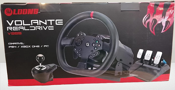 VOLANTE COM PEDAL E MARCHA COM FORCEFEEDBACK PS4 XONE E PC LOONG V995