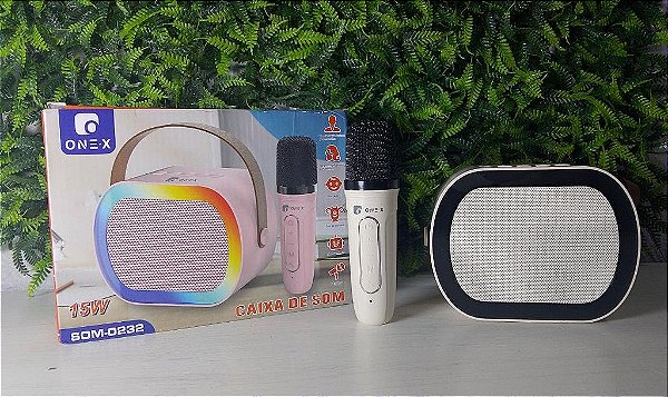 CAIXA DE SOM COM MICROFONE KARAOKE BLUETOOTH 15W ONEX SOM-0232